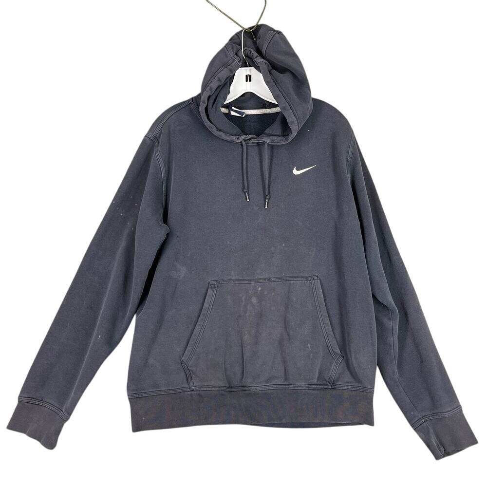 Nike Mens Hoodie Large Black Essential Swoosh Pullover‎ Streetwear Y2K Grunge